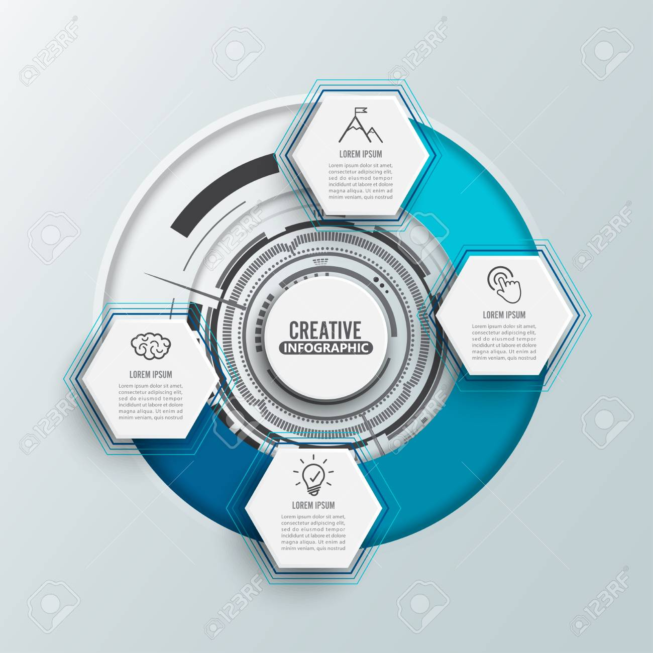 Circle Infographic Template Four Option, Process Or Step For.. In Infographic Template Illustrator