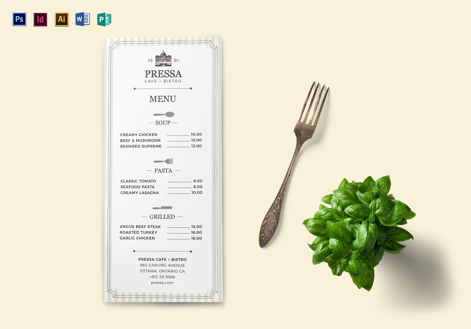 Classy Food Menu Template Throughout Menu Templates For Publisher