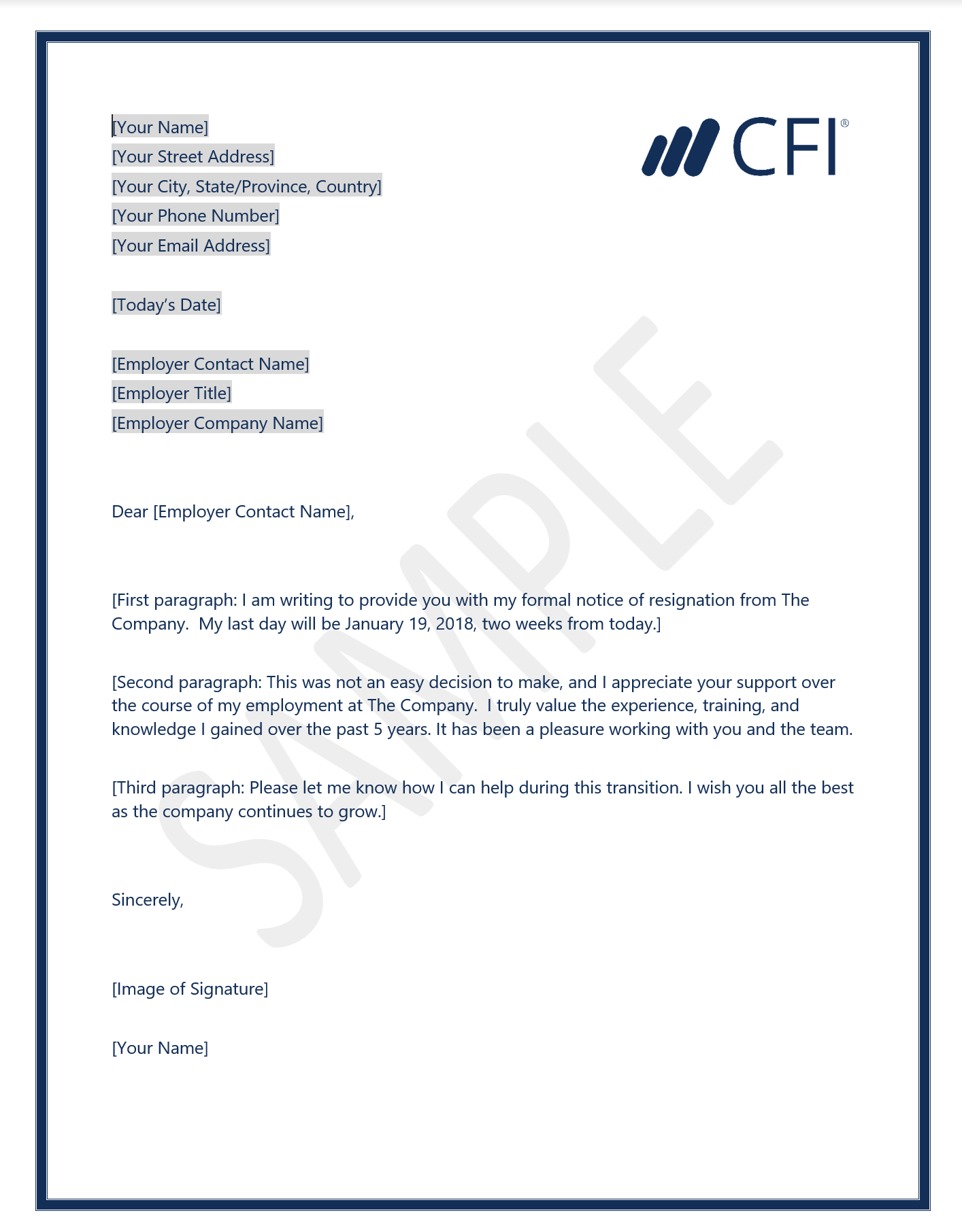 Clean Resignation Letter Template – Cfi Marketplace In Material Letters Template