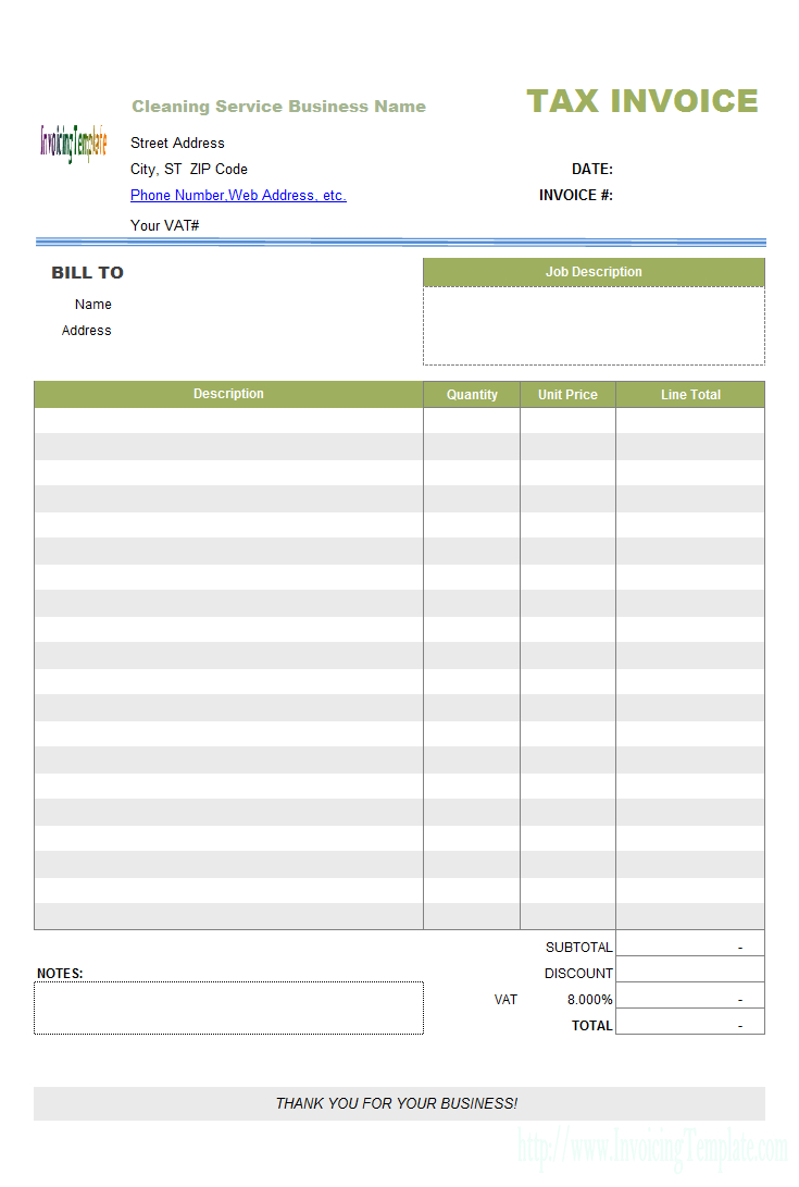 Cleaning Service Invoice Template Inside Invoice Template For Work Done