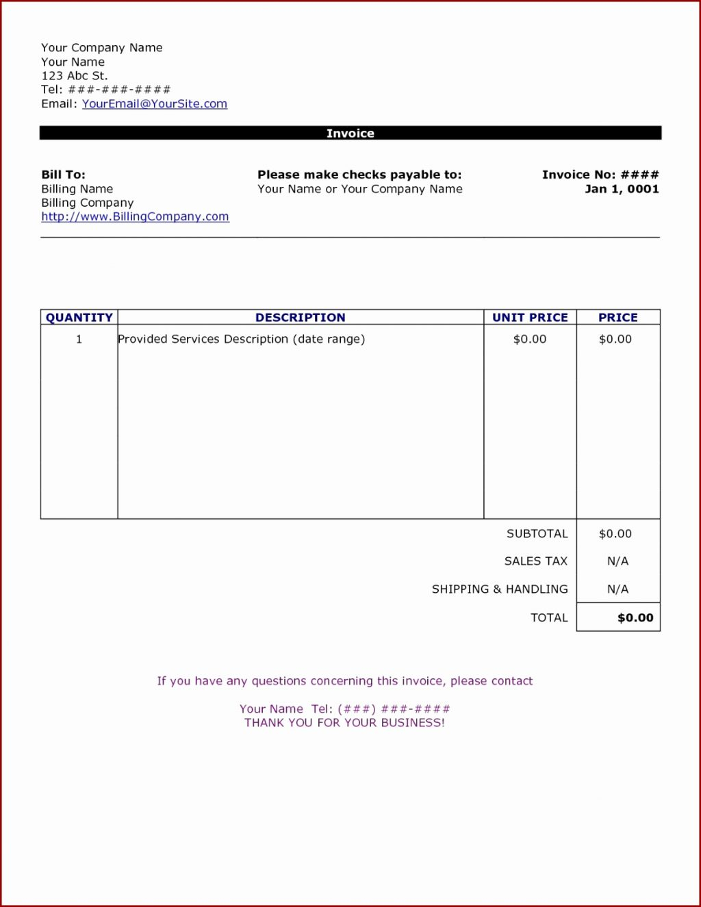 Cleaning Service Invoice Template Ning Examples Services Pertaining To Gardening Invoice Template