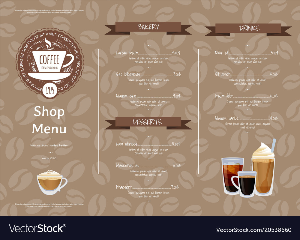 Coffee Shop Horizontal Menu Template Intended For Horizontal Menu Templates Free Download