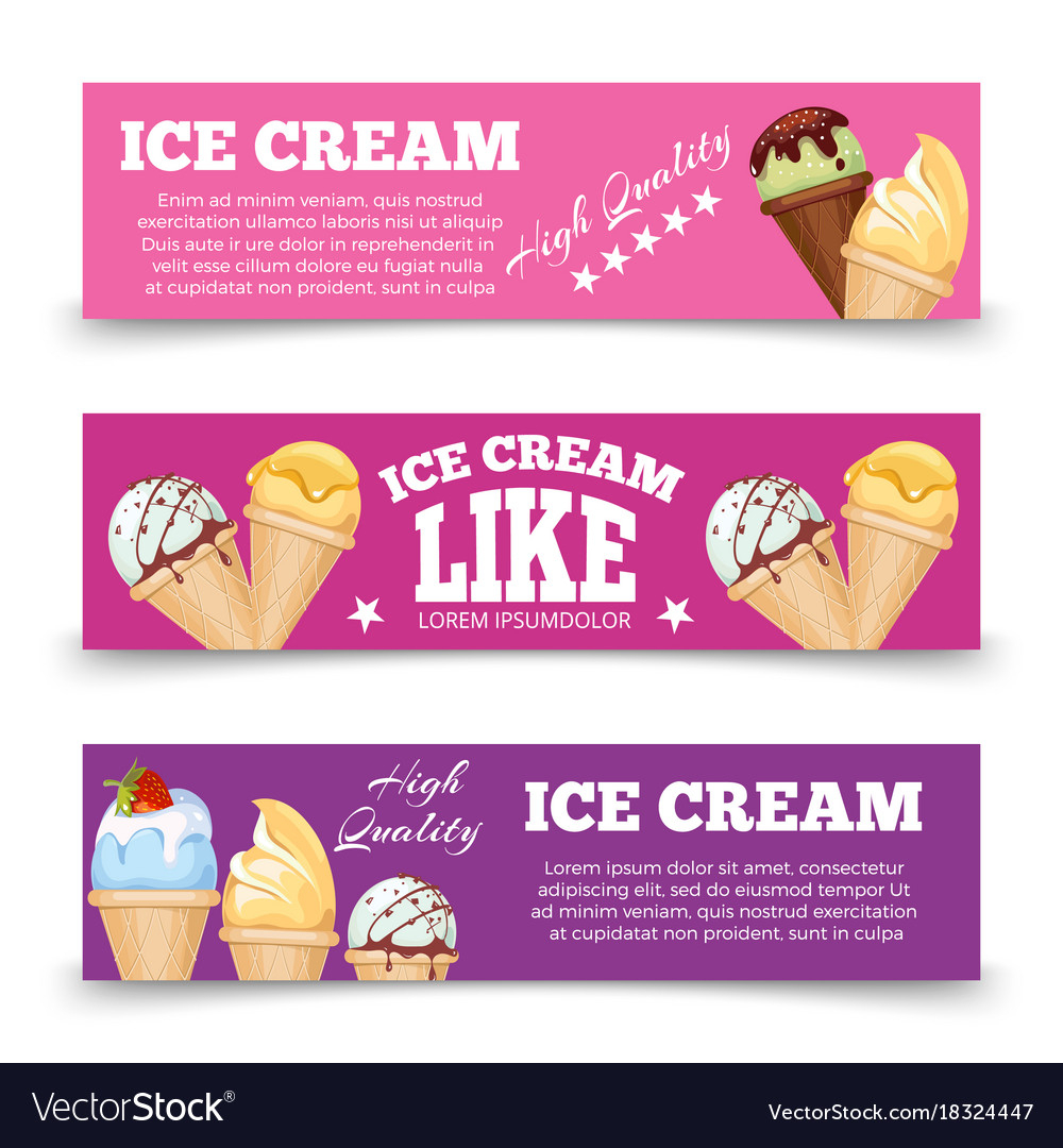 Colorful Ice Cream Banners Template Set With Regard To Ice Cream Social Flyer Template