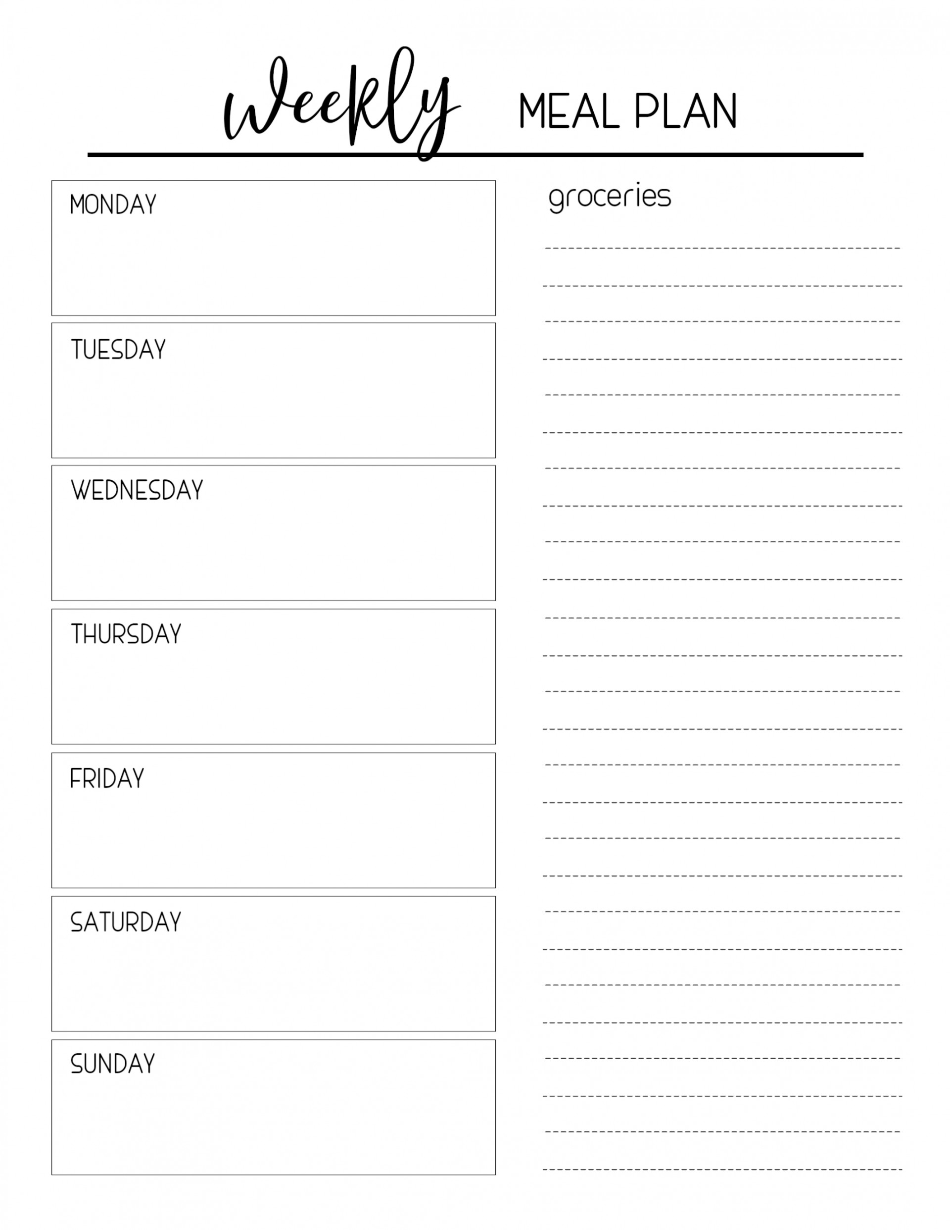 Coloring Pages : Template Ideas Free Weekly Meal Plan With Regarding Menu Checklist Template