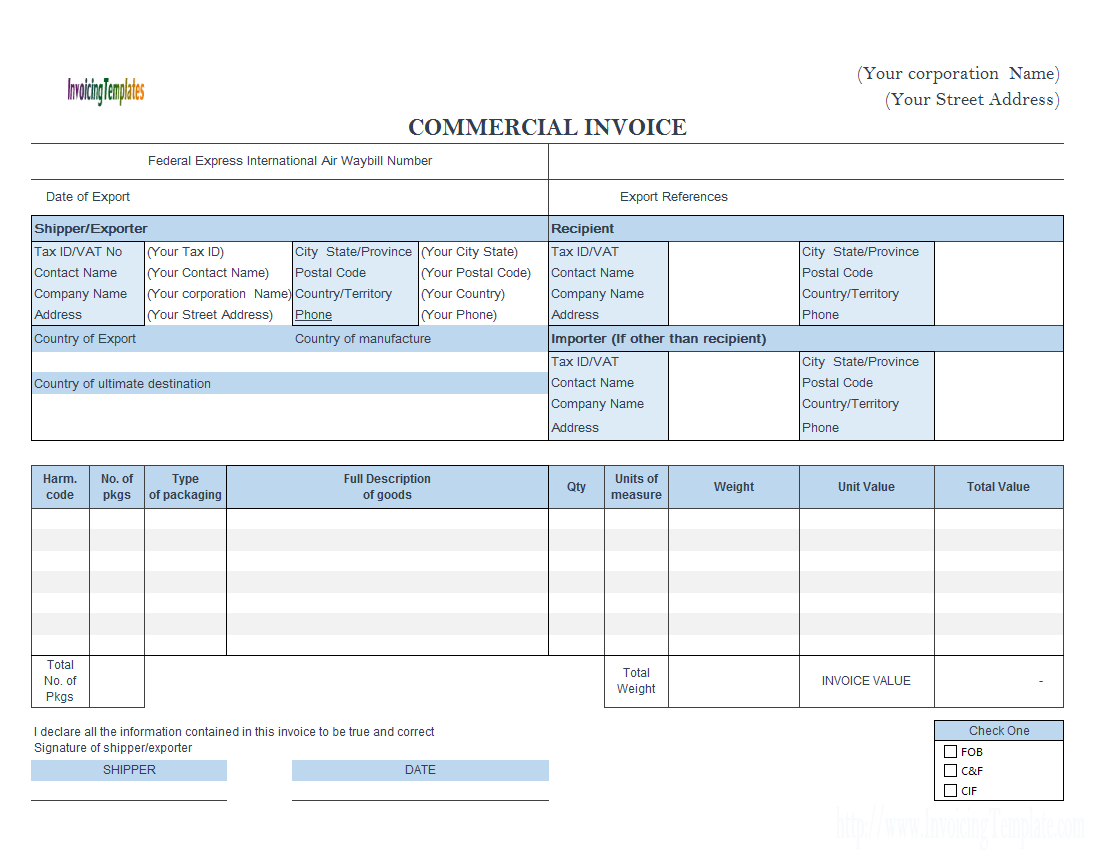 Commercial Invoice Templates – 20 Results Found Pertaining To International Shipping Invoice Template