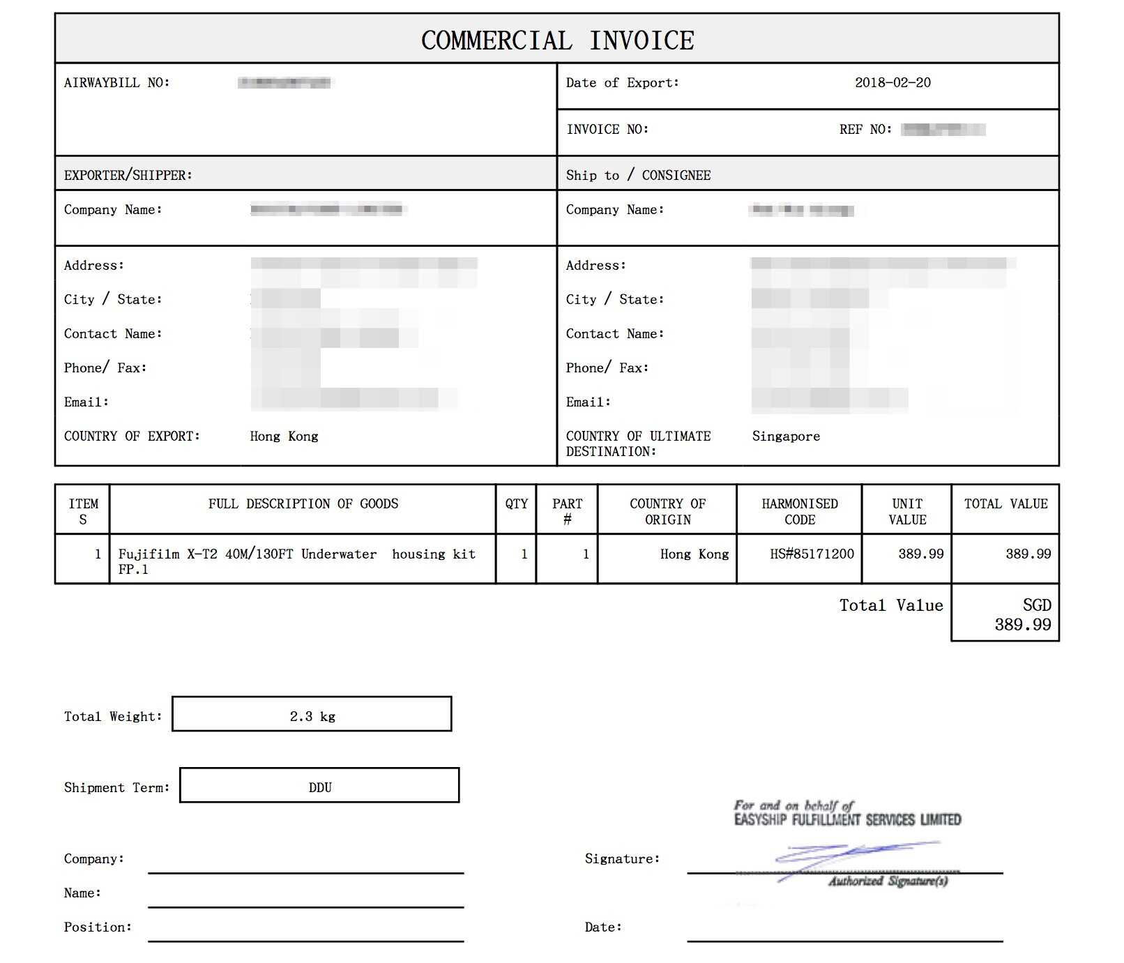 Commercial Invoices Explained | Easyship Blog In International Shipping Invoice Template