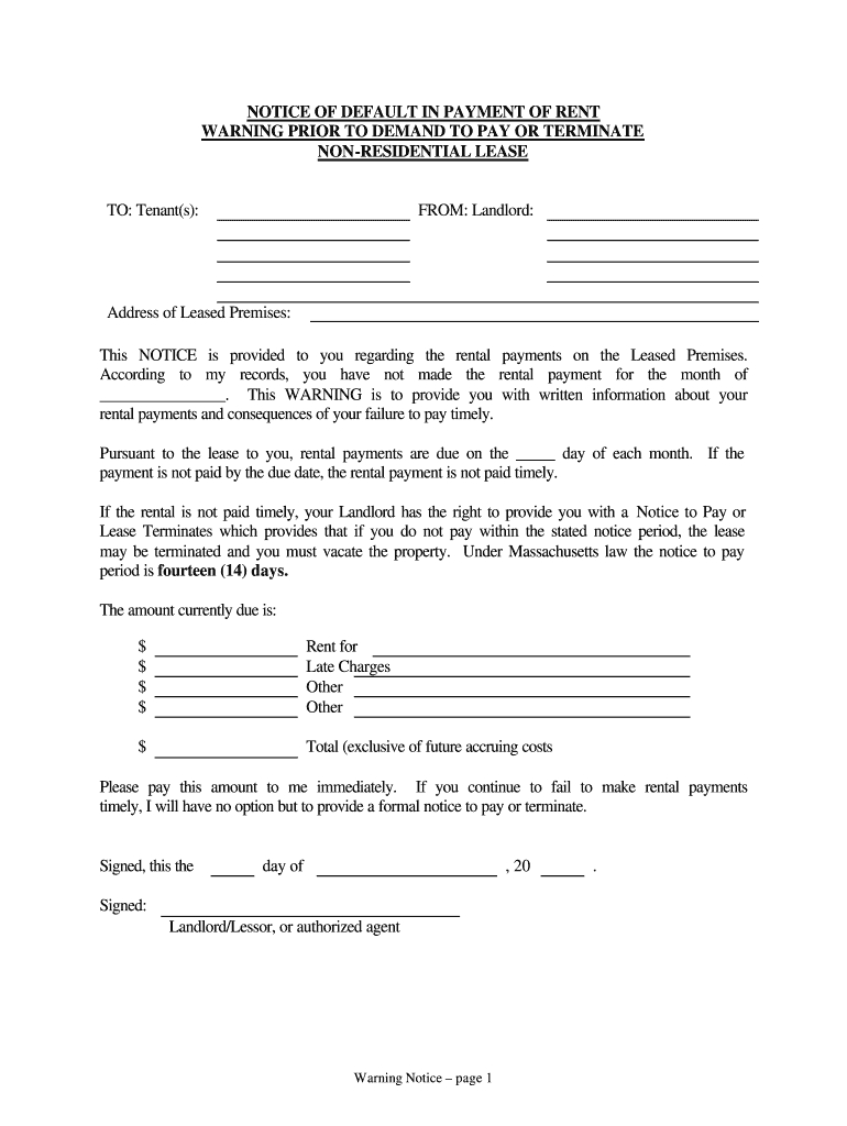 Commercial Lease Default Letter Template - Fill Online Intended For Notice Of Default Letter Template