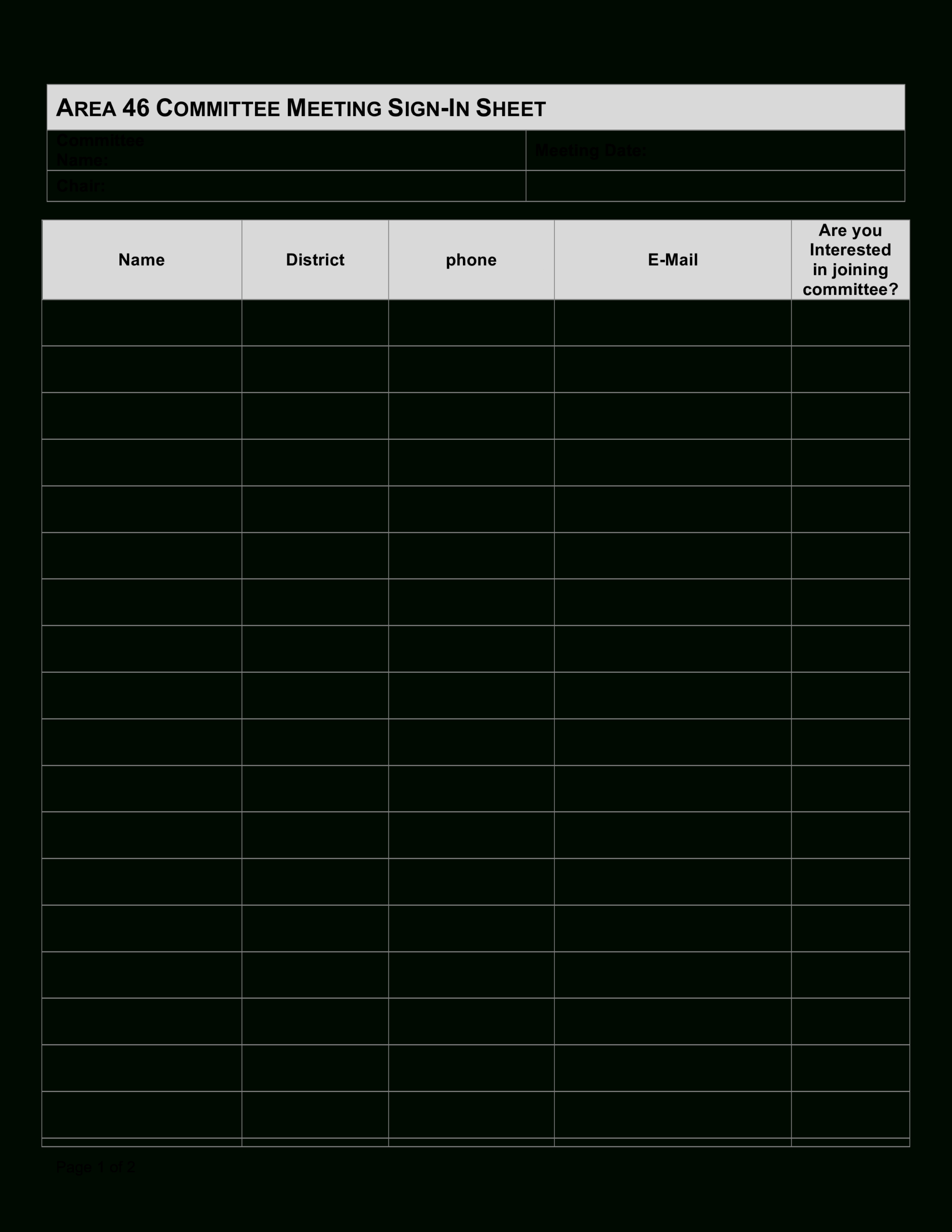 Committee Meeting Sign In Sheet | Templates At Within Meeting Sign In Sheet Template
