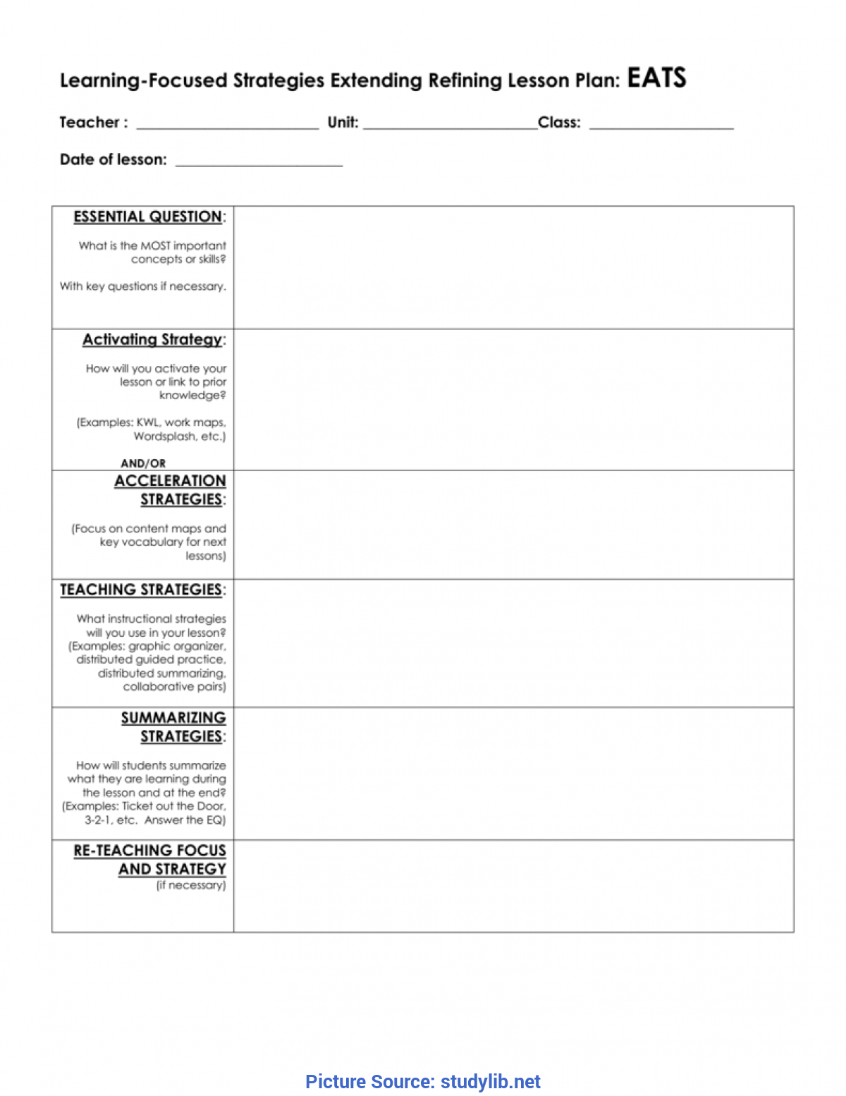Complex Lesson Plan Template Learning Focused Eats Lesson In Learning Focused Lesson Plan Template