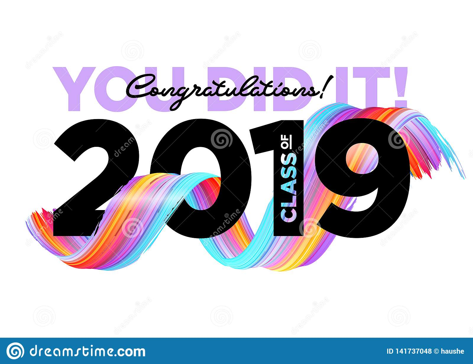 Congratulations Graduates Class Of 2019 Vector Logo In Graduation Banner Template