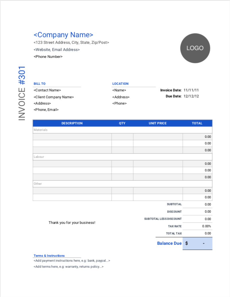 Construction Invoice Template | Invoice Simple Throughout Invoice Template For Builders