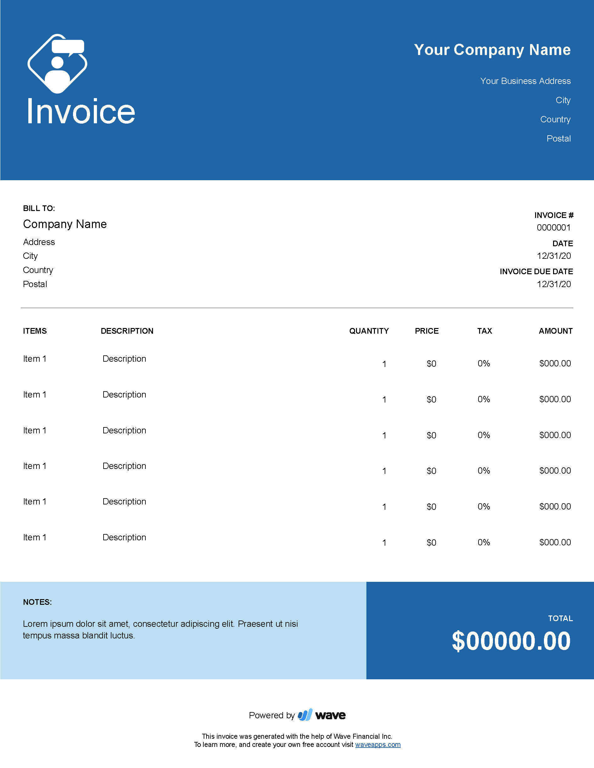 Consulting Invoice Template – Wave Financial Within Google Doc Invoice Template