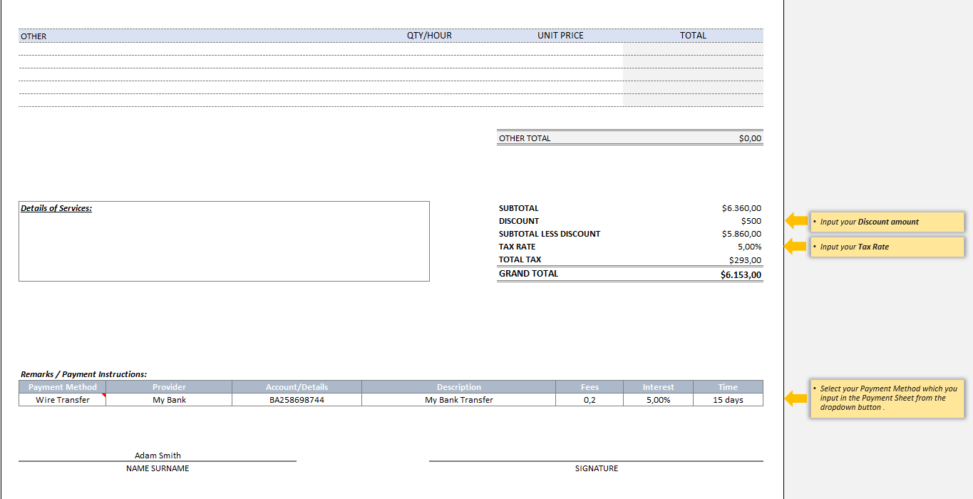 Contractor Invoice Template | Database In Excel Template Throughout Interest Invoice Template