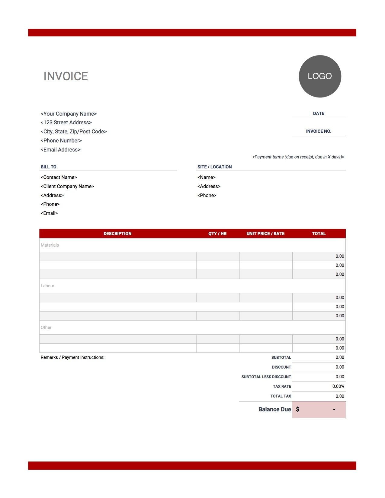 Contractor Invoice Templates | Free Download | Invoice Simple Pertaining To Invoice Template For Work Done