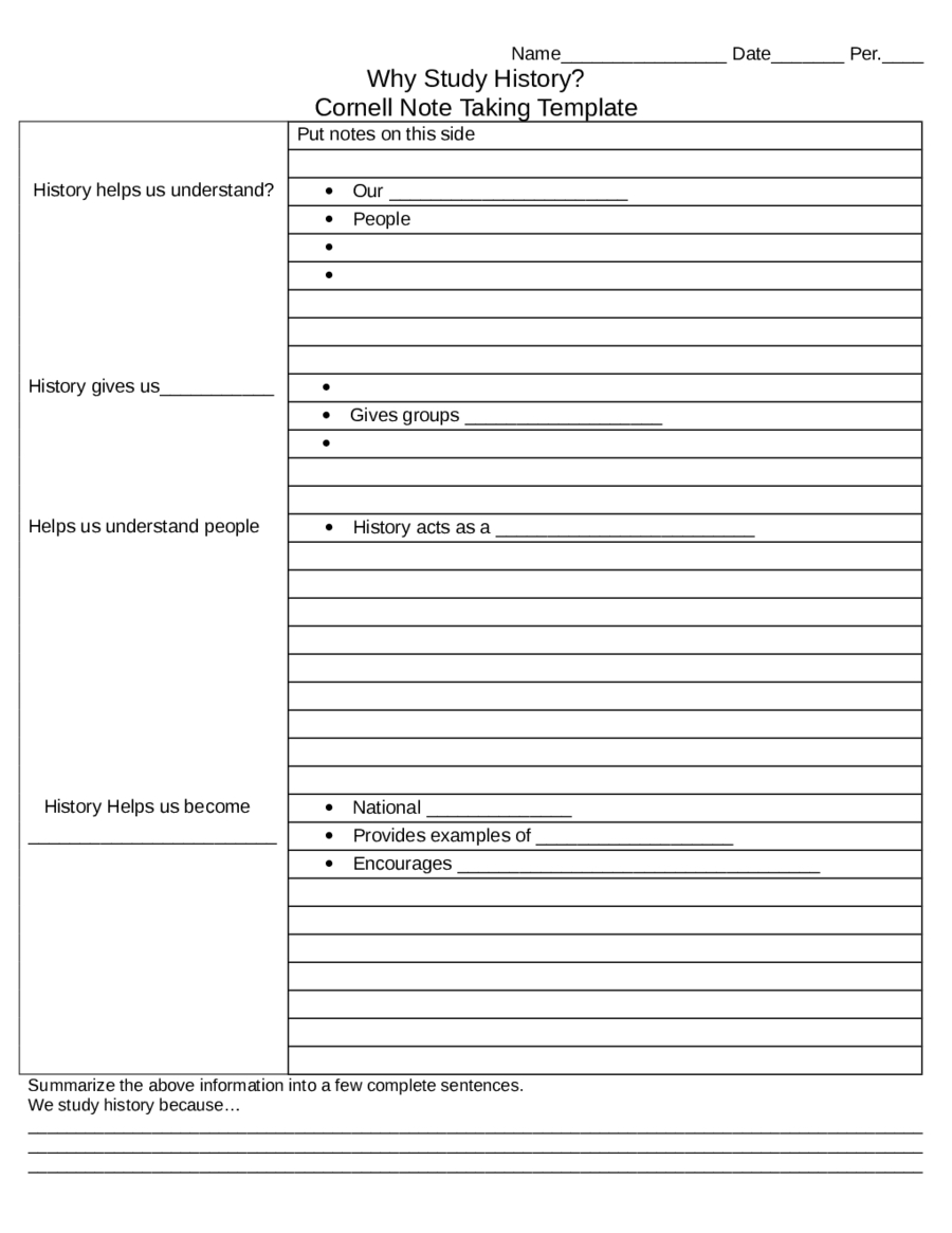 Cornell Note Taking Template – Edit, Fill, Sign Online With Regard To Note Taking Word Template