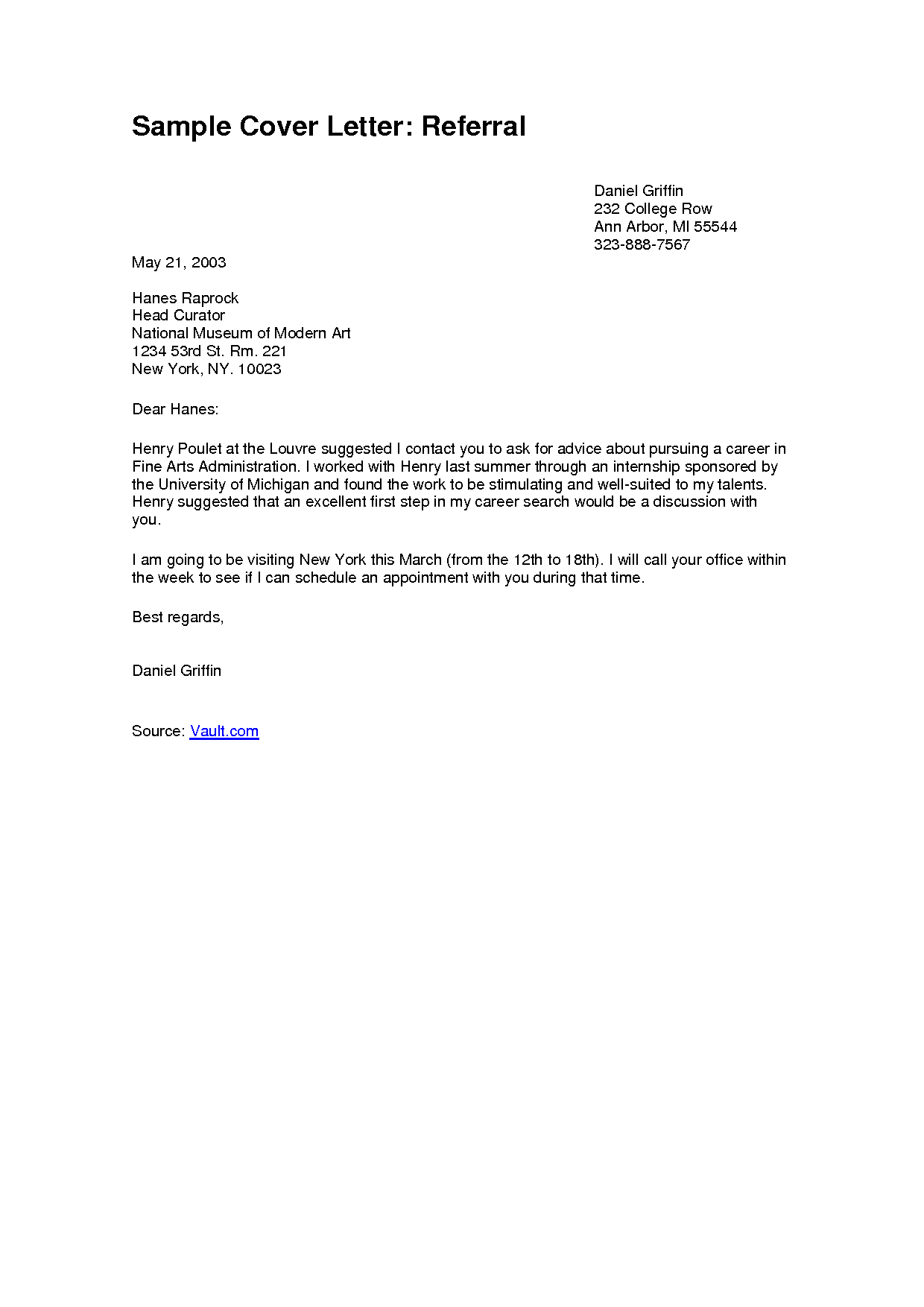 Cover Letter Referredfriend – Colona.rsd7 For Job Referral Email Template
