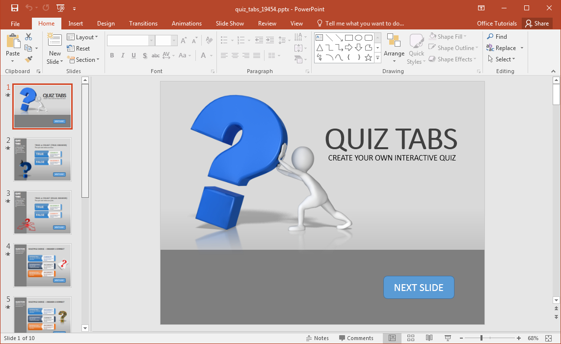 Create A Quiz In Powerpoint With Quiz Tabs Powerpoint Template Throughout How To Create A Template In Powerpoint