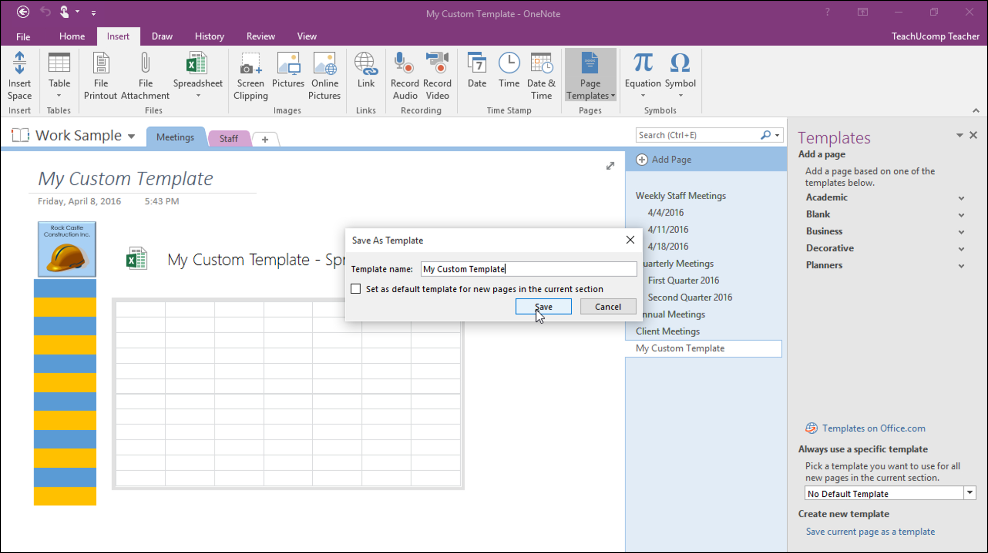 Create A Template In Onenote – Tutorial – Teachucomp, Inc. Within How To Create A Template In Word 2013