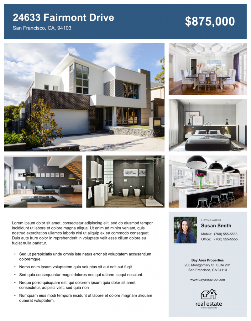Create Free Real Estate Flyers | Zillow Premier Agent For Home For Sale By Owner Flyer Template