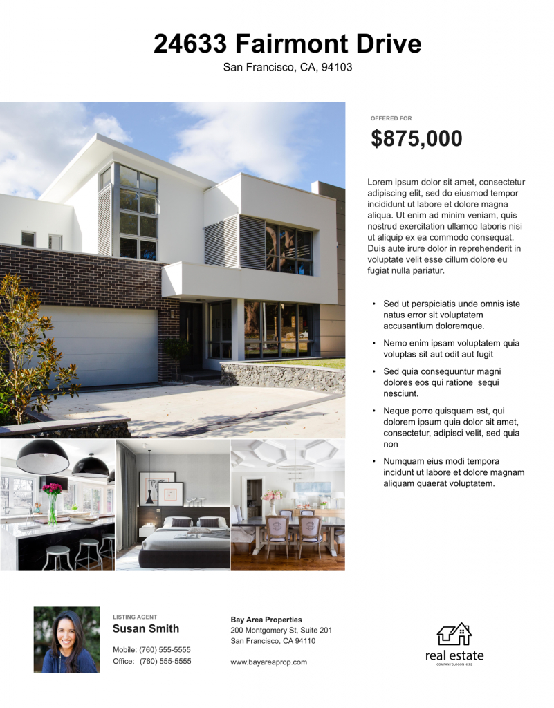 Create Free Real Estate Flyers | Zillow Premier Agent For Home For Sale Flyer Template Free