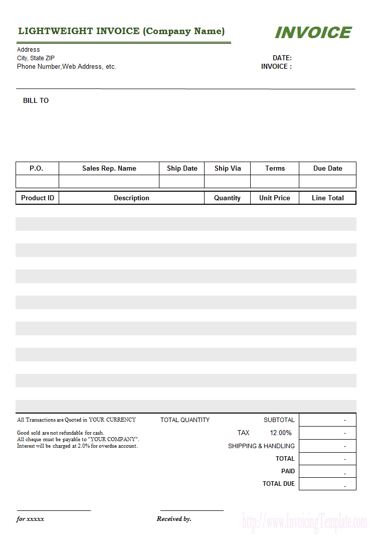 Create Invoice Template With Interest Invoice Template