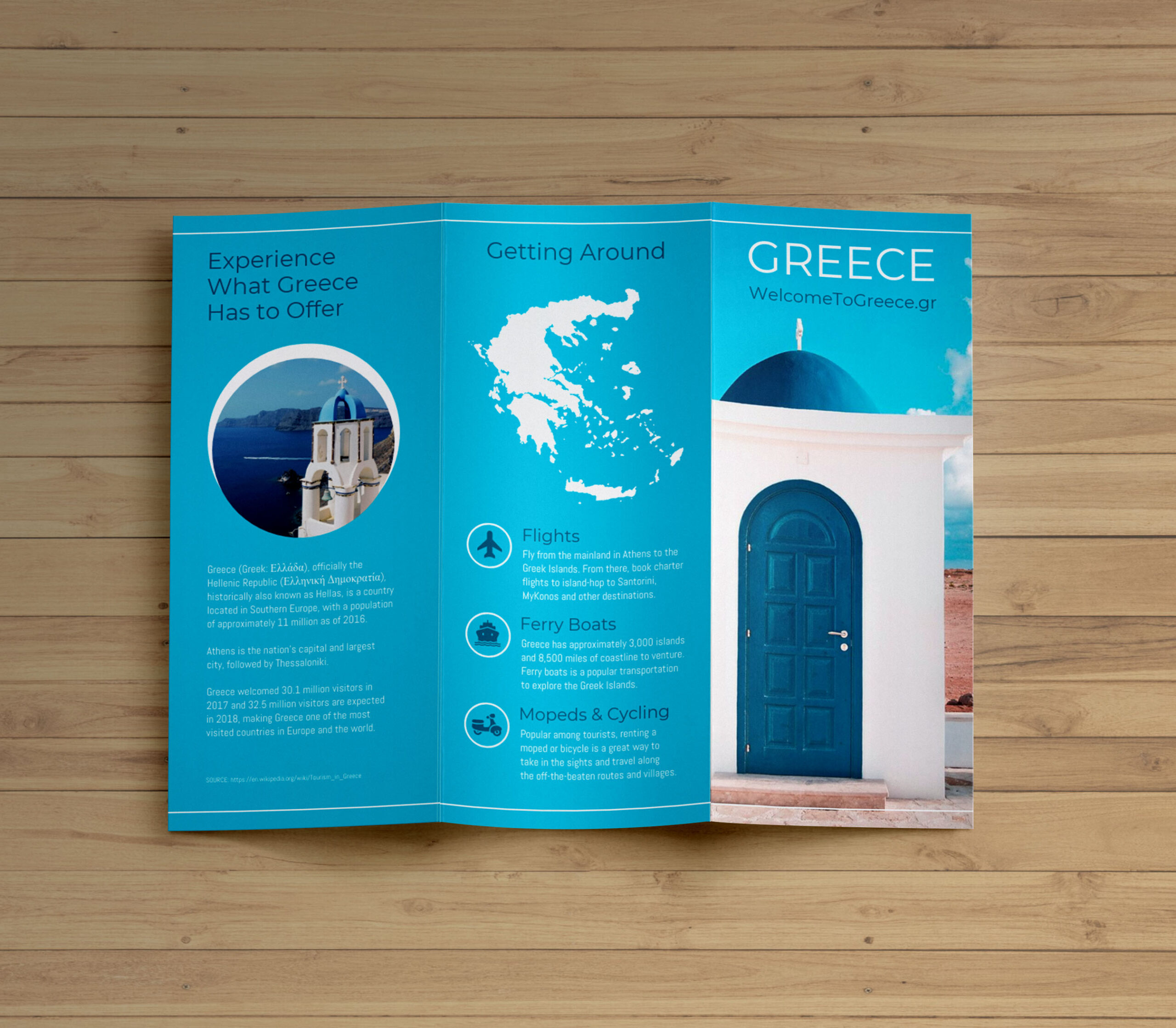 creative-blue-greece-travel-trifold-brochure-idea-regarding-island