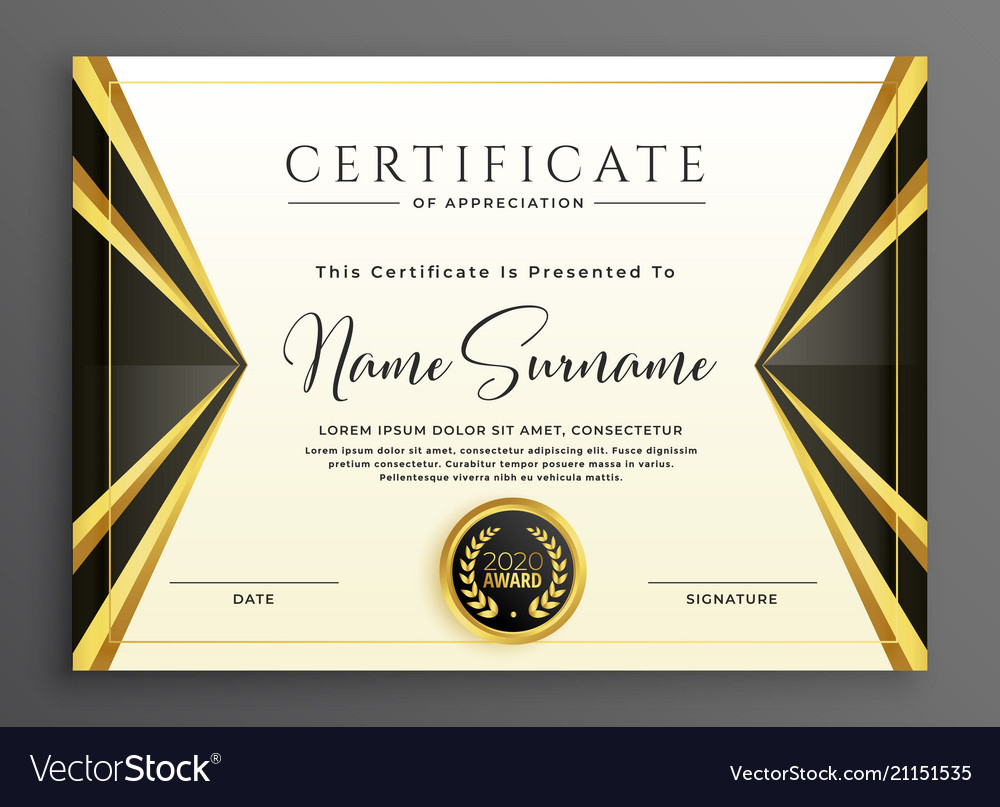 Creative Certificate Template With Luxury Golden For High Resolution Certificate Template