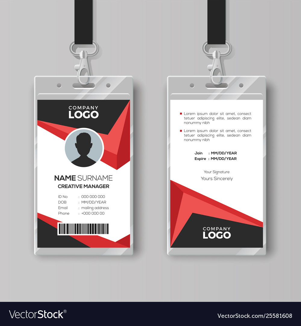 Creative Id Card Template With Black And Red Inside Id Card Template Ai