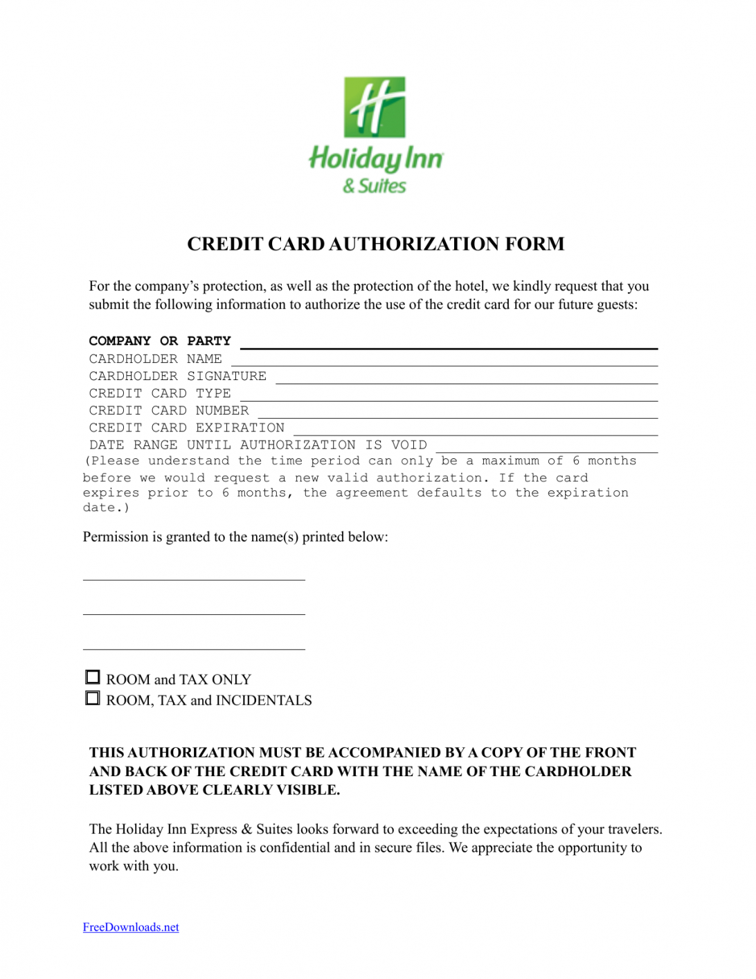 Credit Card Authorization Form Template Downloadable Word For Hotel Credit Card Authorization Form Template