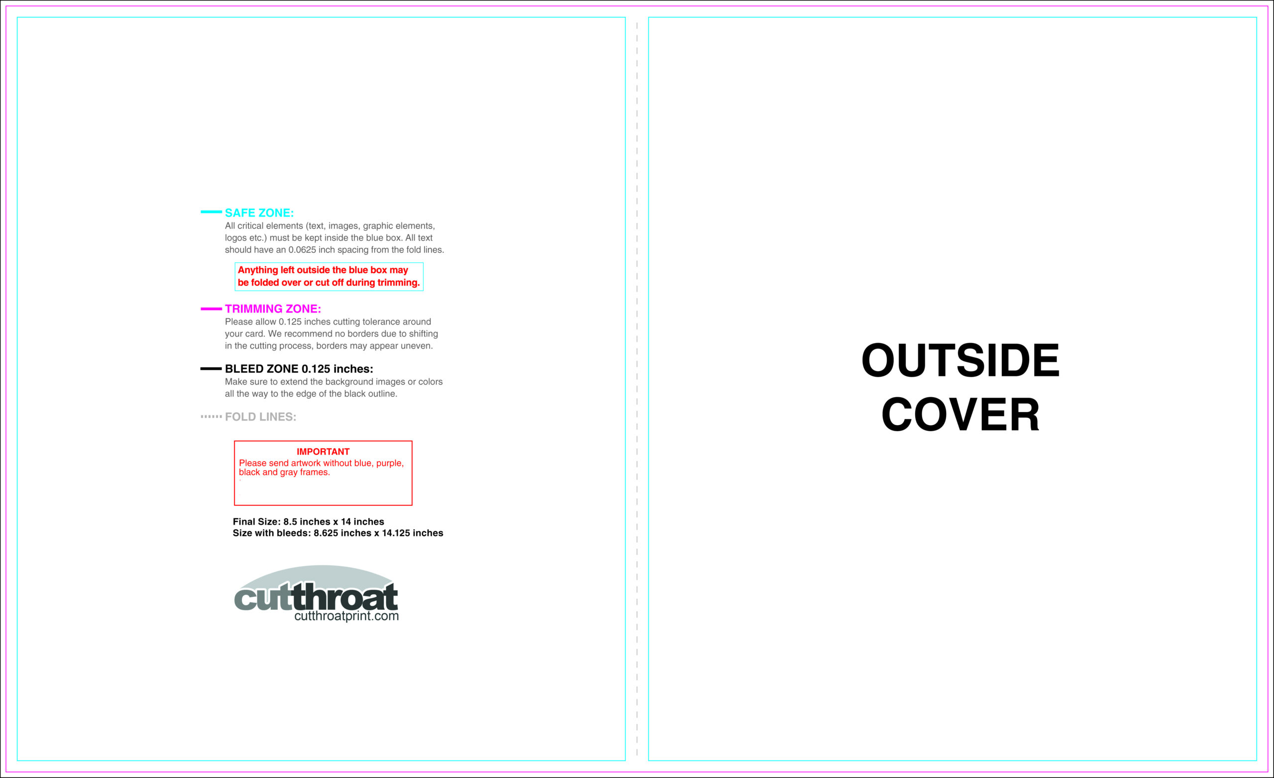 Cutthroat Printcustom Brochure Printing With Regard To Half Fold Menu Template