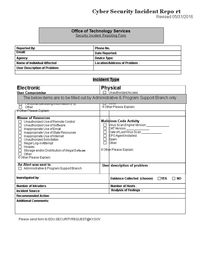 Cyber Security Incident Report Template | Templates At Throughout It Incident Report Template