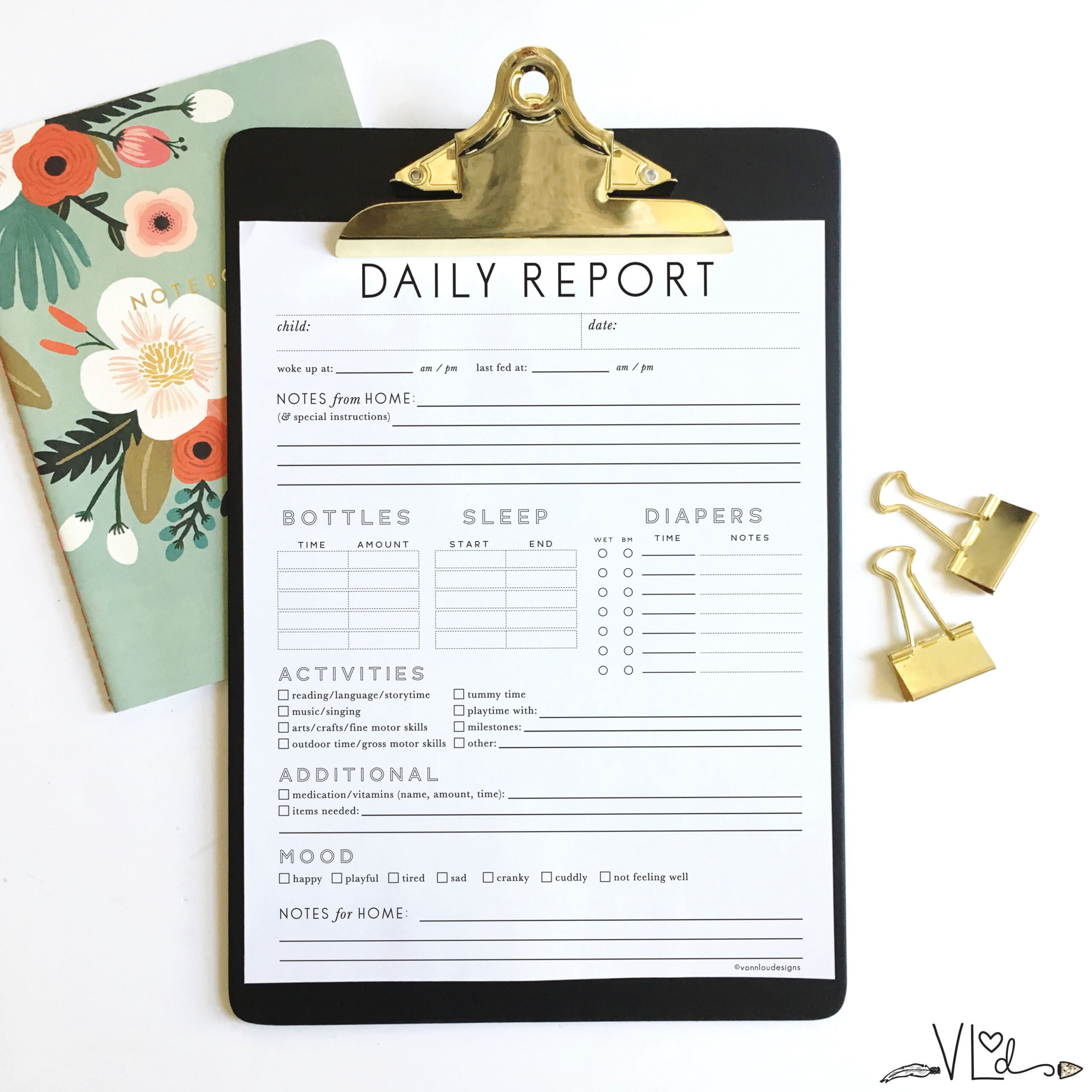 Daily Report For Infants – Daycare Notes – Babysitter Notes – Nanny  Information Sheet – Printable Download – Nanny Info – Sitter Info For Nanny Notes Template