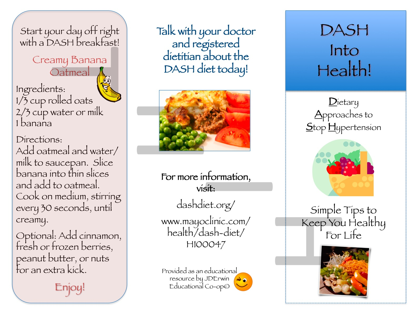 Dash Diet Brochure | Nutr 360 Regarding Nutrition Brochure Template