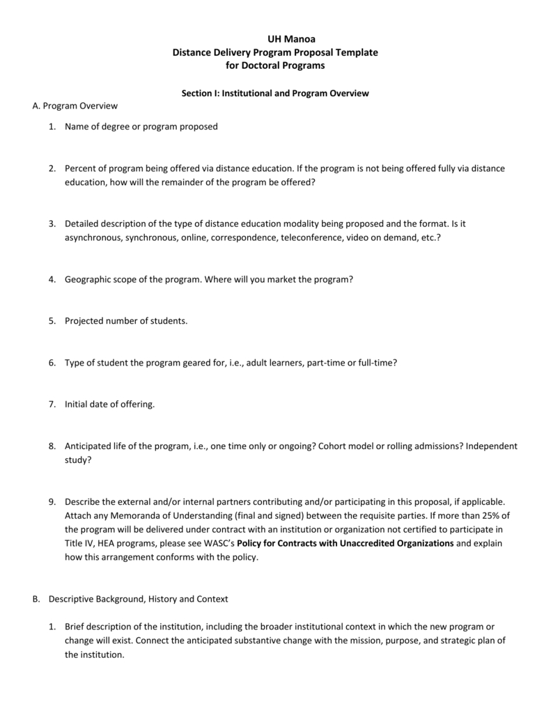 Distance Education Proposal Template – Doctoral Programs For Internal Proposal Template