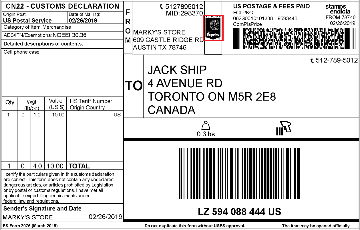 Does My Usps International Label Indicate If Delivery Intended For International Shipping Label Template