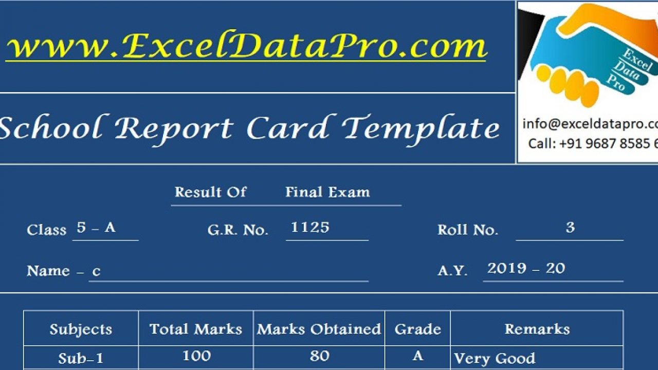 Download School Report Card And Mark Sheet Excel Template For Middle School Report Card Template