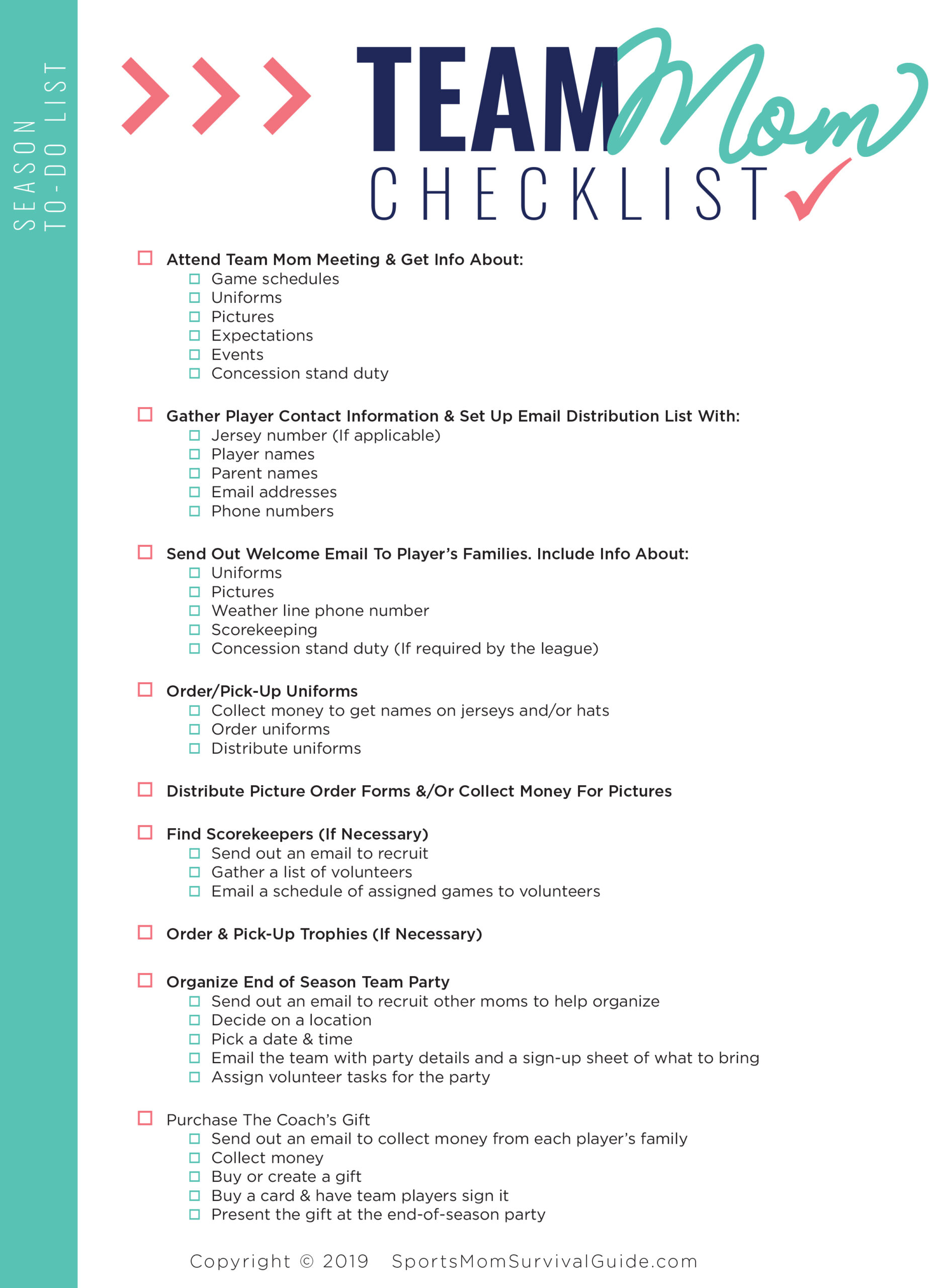 Download] Sports Mom To Do Checklist + Schedule Templates Within Mom Meeting Template