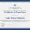 ❤️free Printable Certificate Of Experience Sample Template❤️ Intended For Good Job Certificate Template