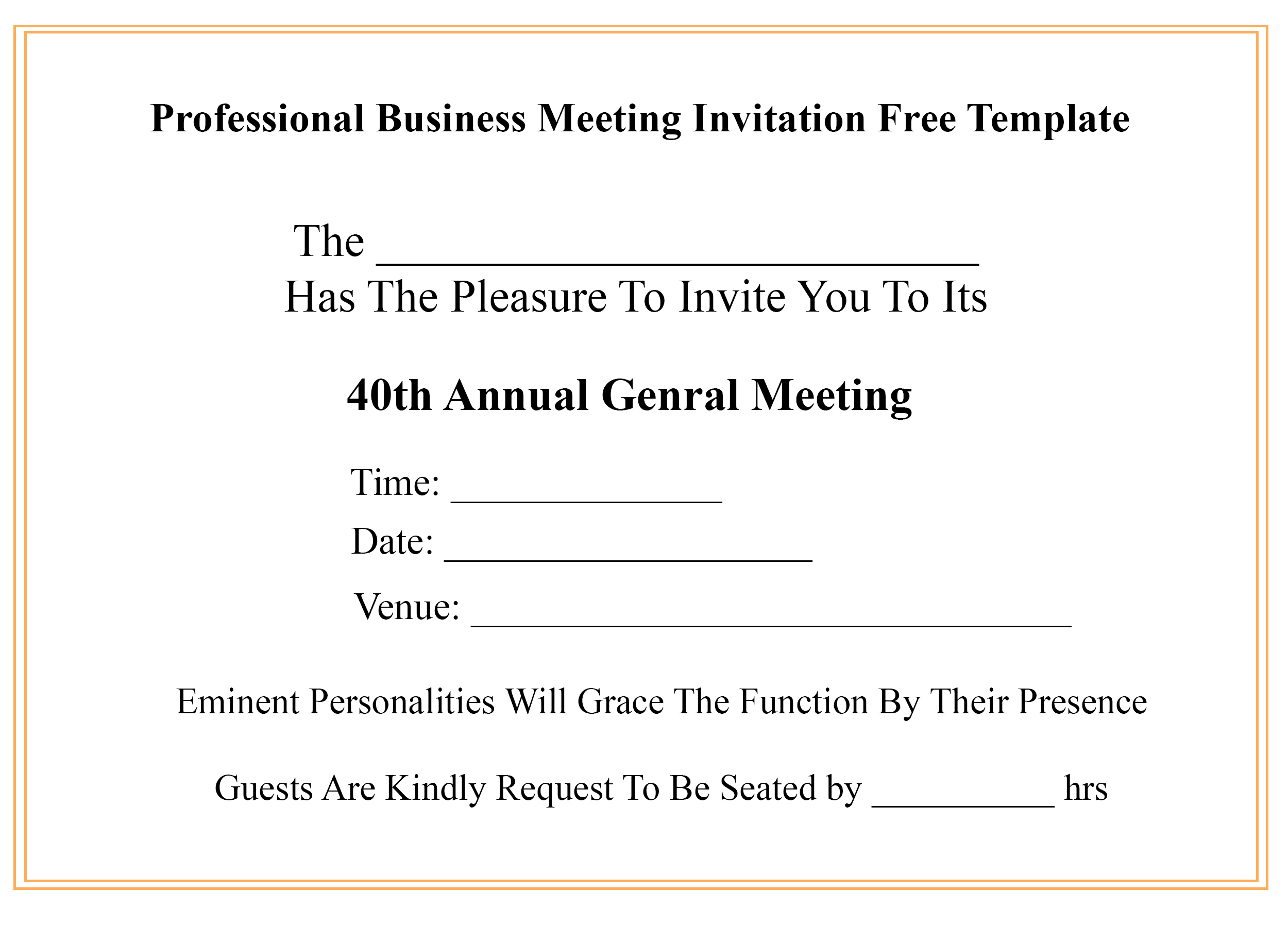 ❤️free Professional Business Meeting Invitation Template Within Meeting Invite Template