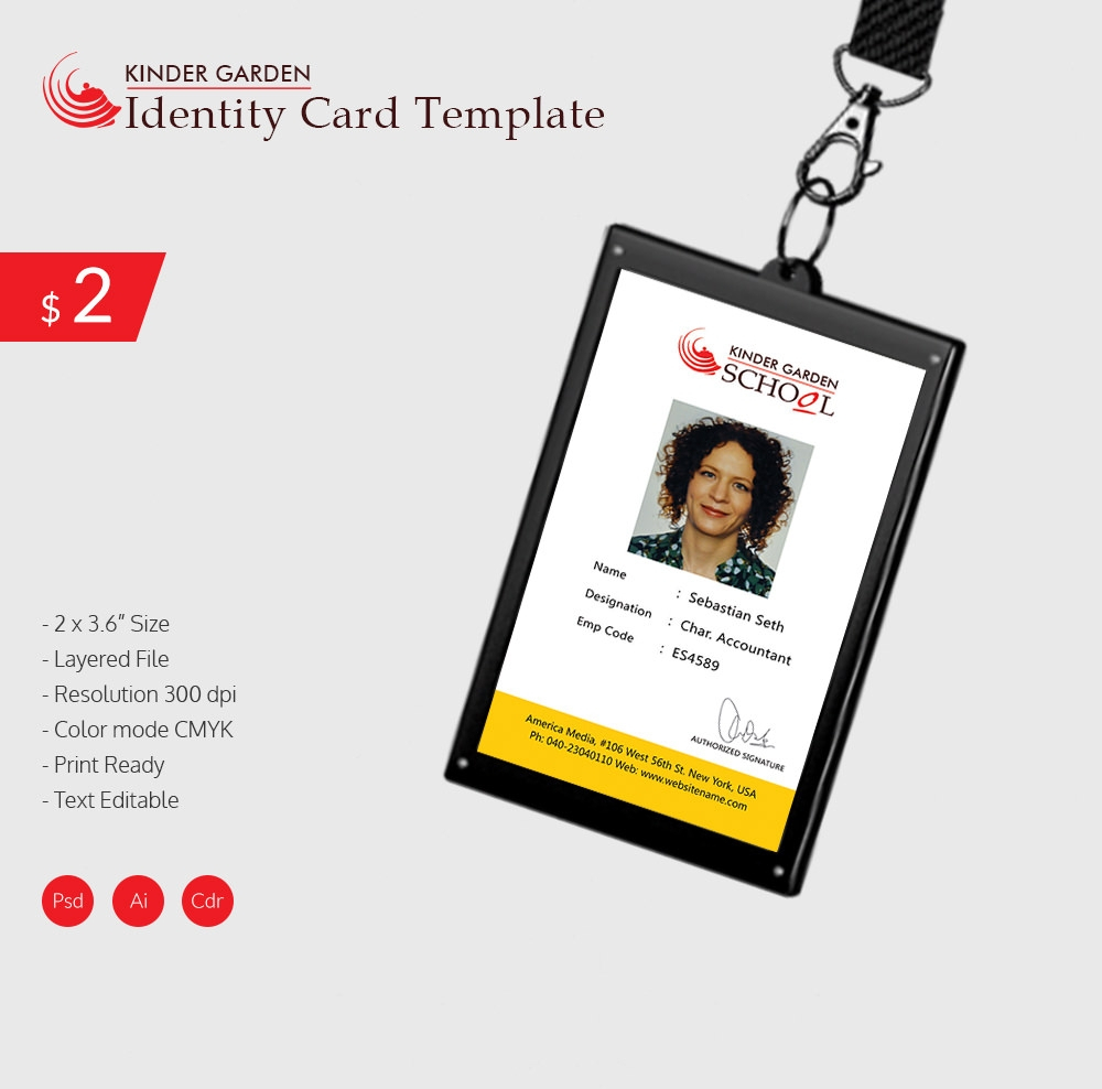 Elegant Kindergarten School Identity Card Download | Free Regarding Id Card Template Ai