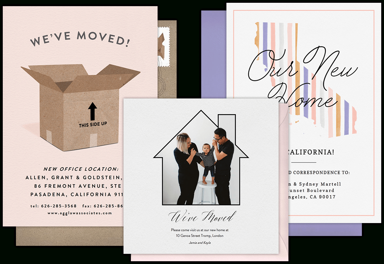 Email Online Moving Announcements That Wow! | Greenvelope In Moving Home Cards Template