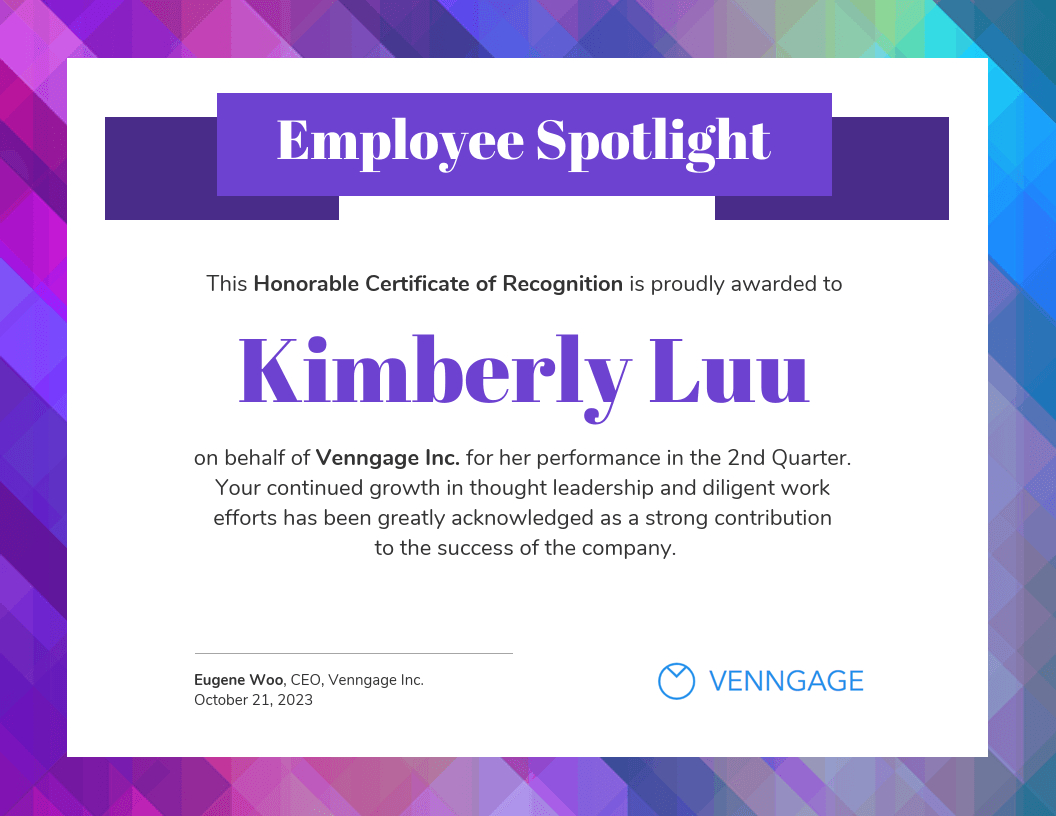 Employee Spotlight Certificate Of Recognition Template With Leadership Award Certificate Template