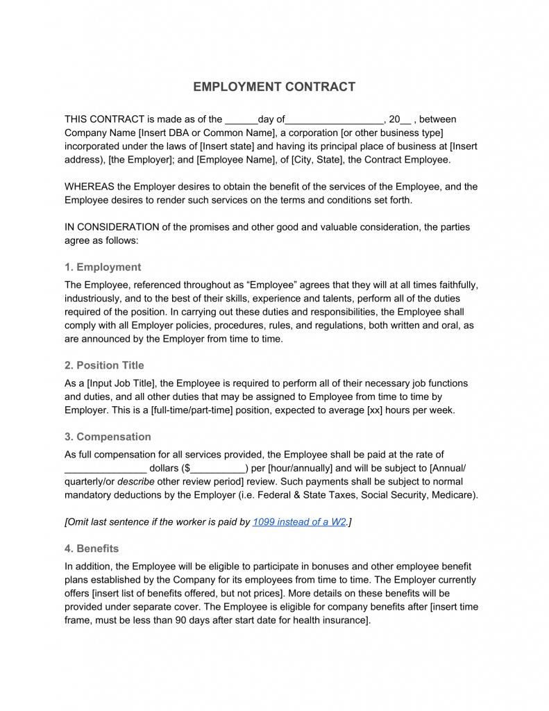 Employment Contract—Definition & What To Include Within How To Make A Business Contract Template