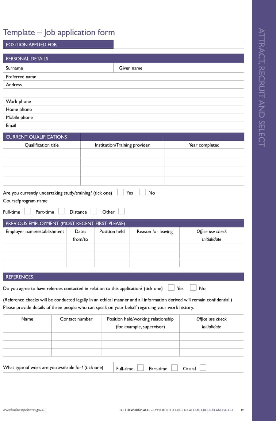 Employment History Forms Templates – Firuse.rsd7 Throughout Job Application Template Word Document