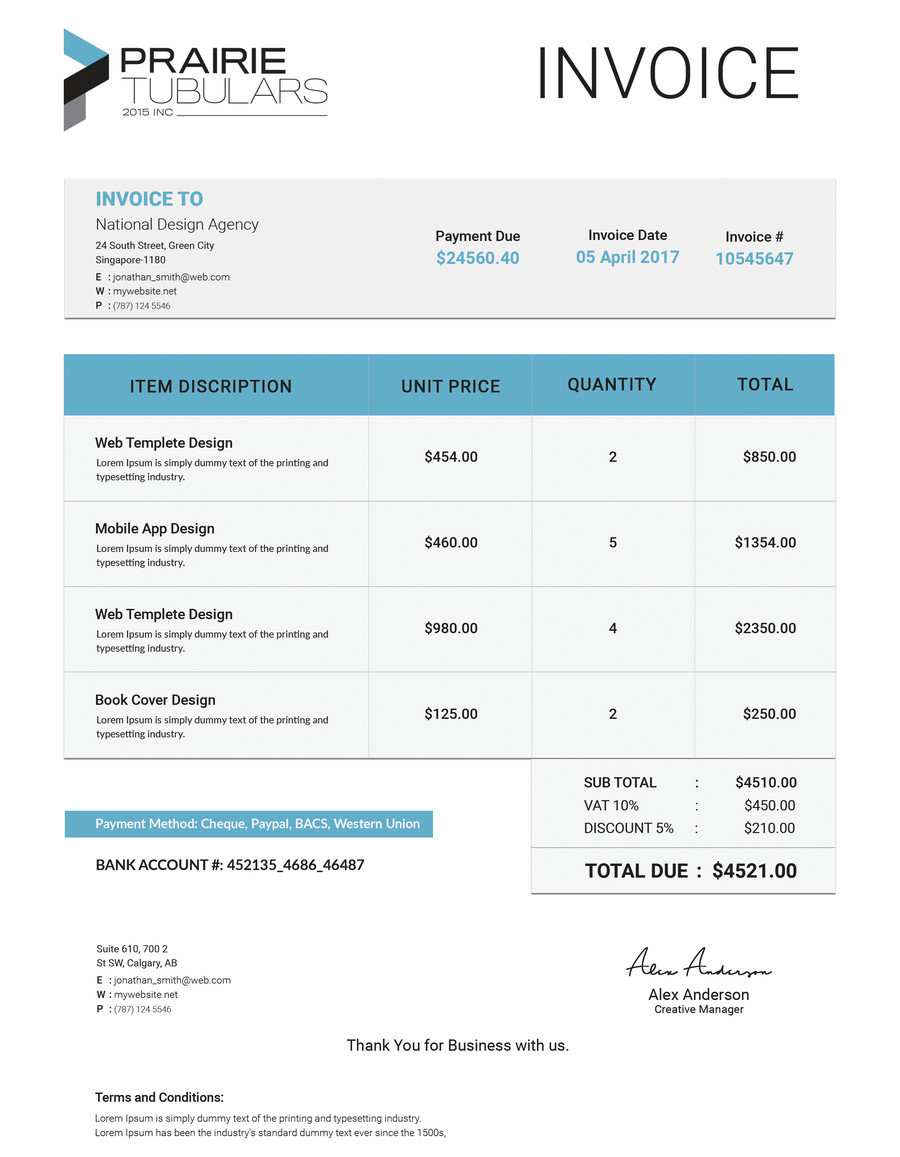 Entry #5Anantomamun90 For Graphic Design For Invoice In Invoice Template For Graphic Designer Freelance