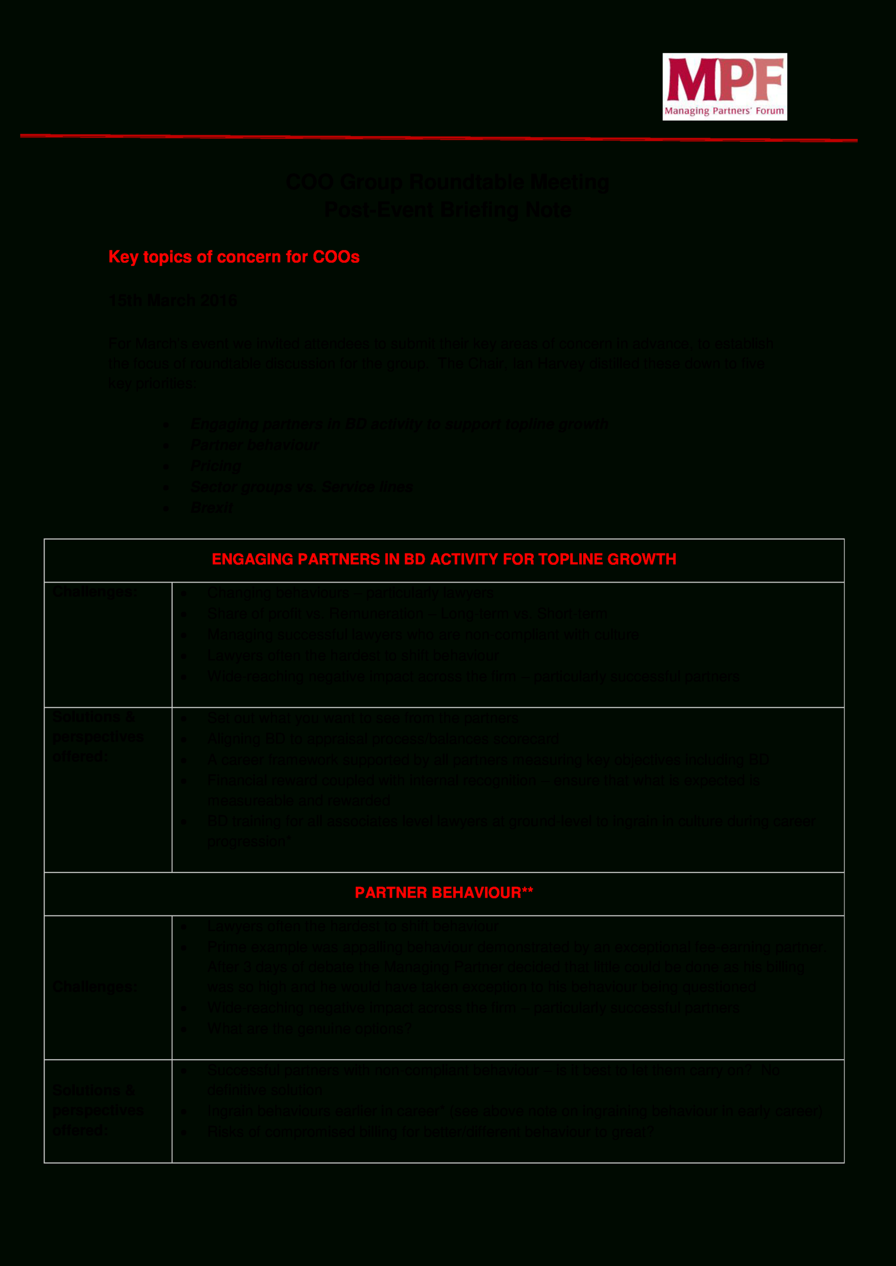 Event Briefing Note | Templates At Allbusinesstemplates For Legal File Note Template
