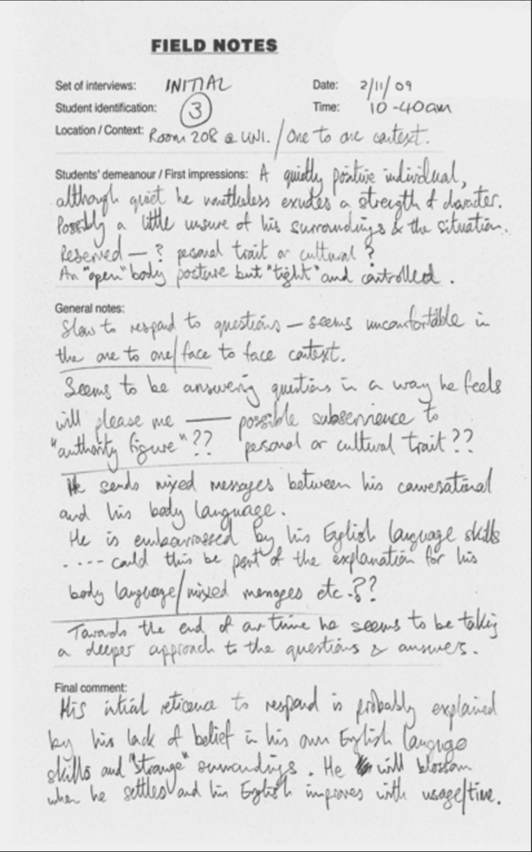 example-of-field-notes-from-an-initial-set-of-interviews-in-interview