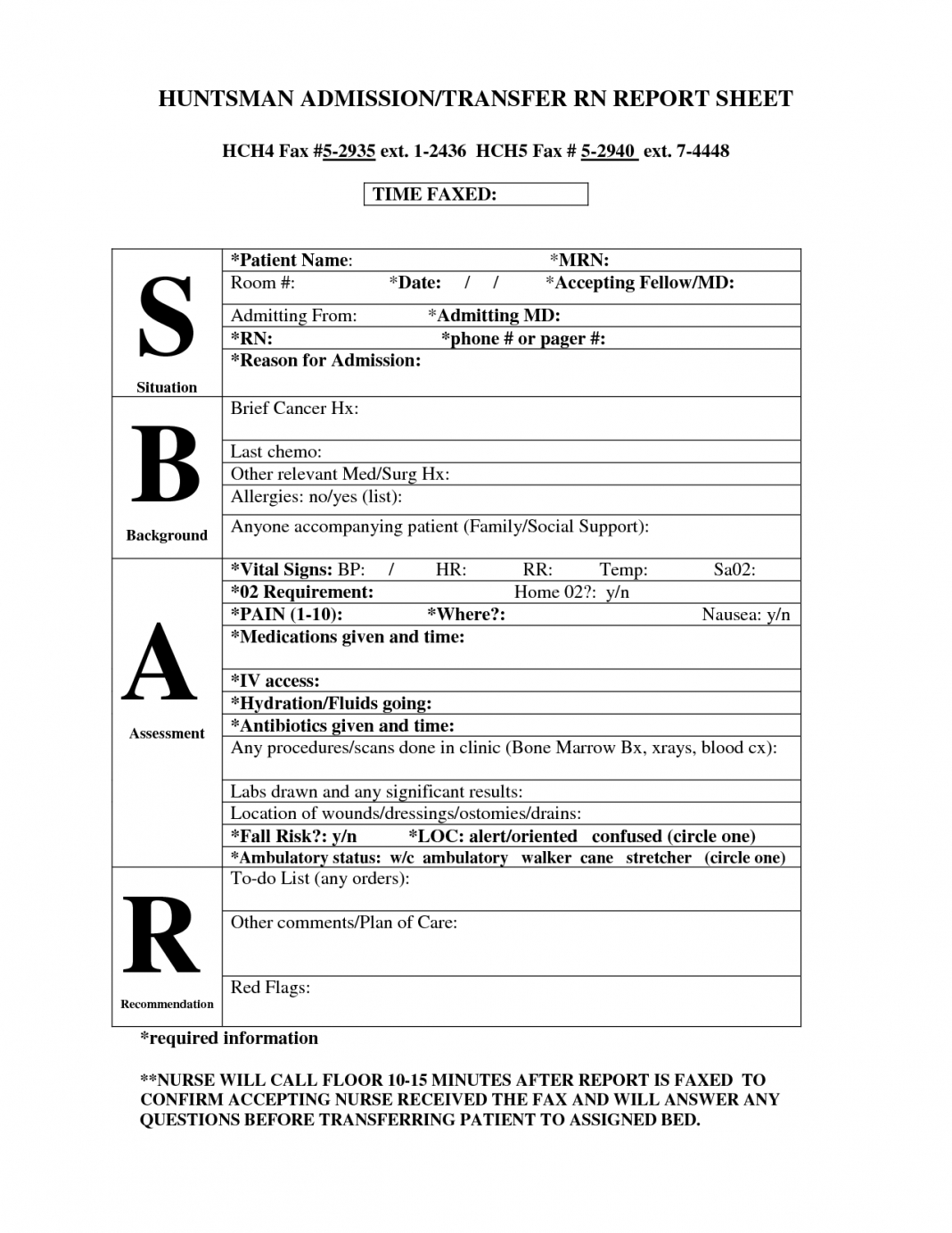 Examples Of Documentation Forms And Formats Rsing Report With Nursing Handoff Report Template