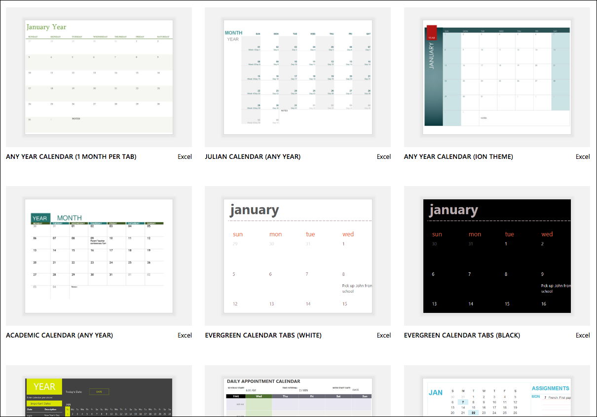 Excel Calendar Templates – Excel For Microsoft Office Agenda Templates