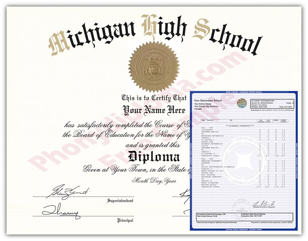 Fake Diplomas And Transcripts From Michigan – Phonydiploma With Ged Certificate Template